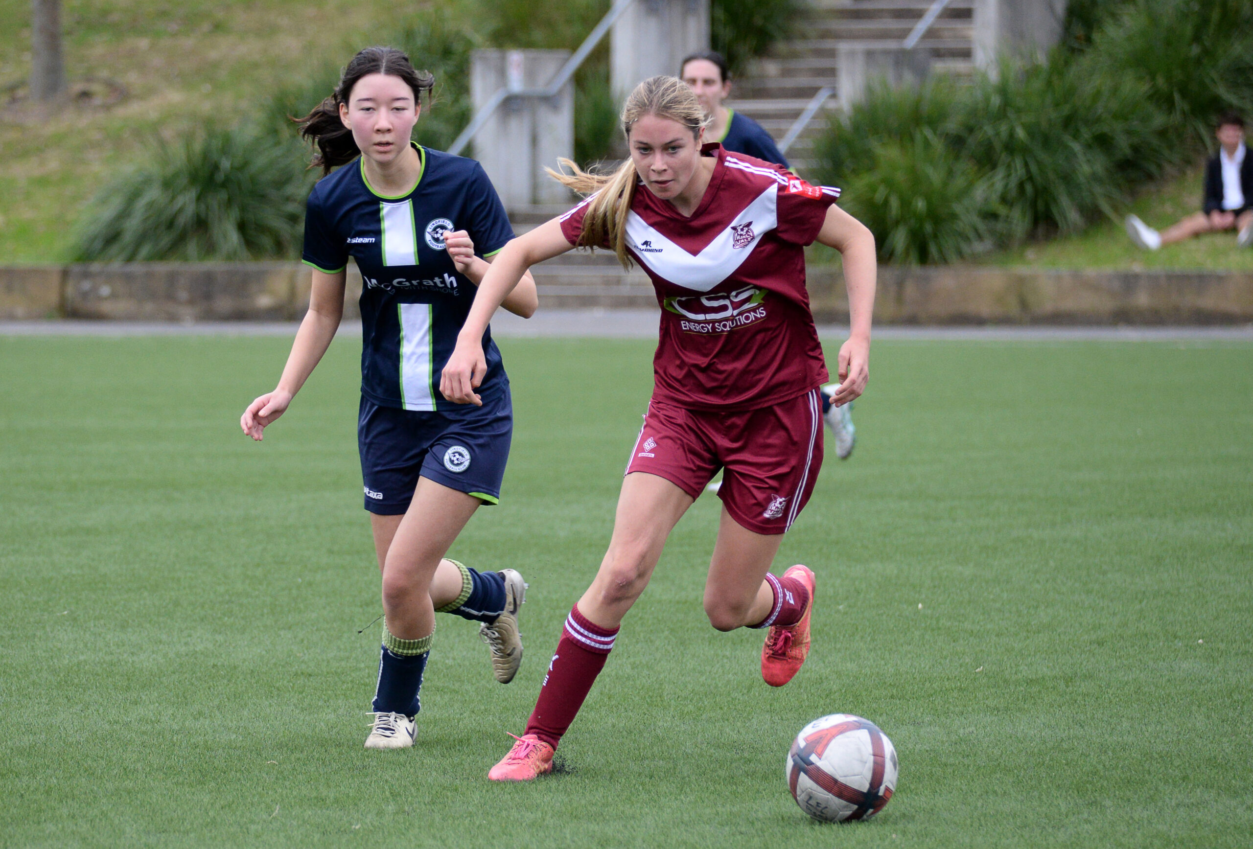 An action shot from the 18 Women's Champions Cup game between Manly Vale and Lindfield, played at Charles Bean Oval. Photo credit: Graeme Bolton